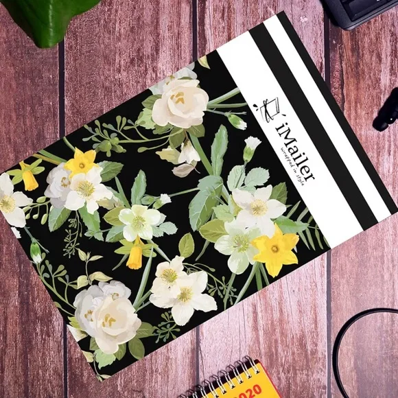 Black Floral Shipping Mailer - Yellow & White Flowers - Picture 2 of 5